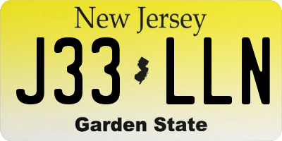 NJ license plate J33LLN