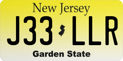 NJ license plate J33LLR