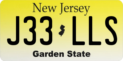 NJ license plate J33LLS