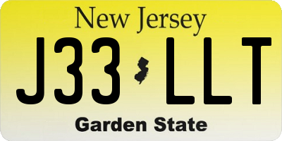 NJ license plate J33LLT