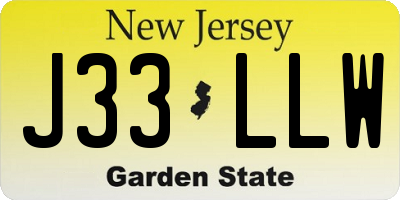 NJ license plate J33LLW