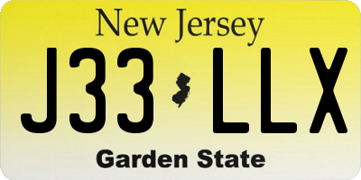 NJ license plate J33LLX