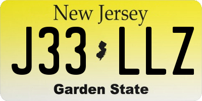 NJ license plate J33LLZ