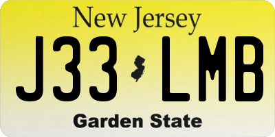 NJ license plate J33LMB