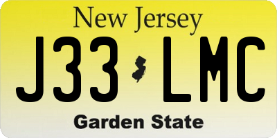 NJ license plate J33LMC