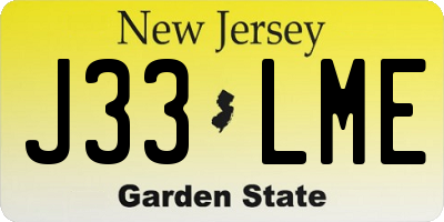 NJ license plate J33LME