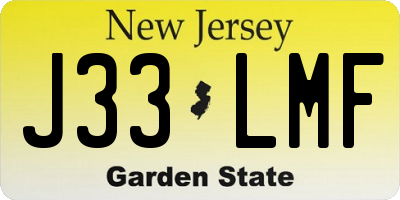 NJ license plate J33LMF