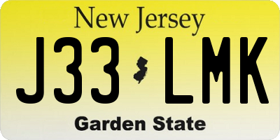 NJ license plate J33LMK