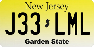 NJ license plate J33LML