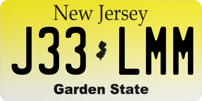 NJ license plate J33LMM