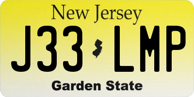 NJ license plate J33LMP