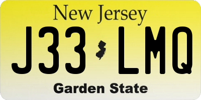 NJ license plate J33LMQ