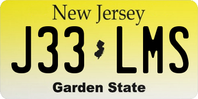 NJ license plate J33LMS