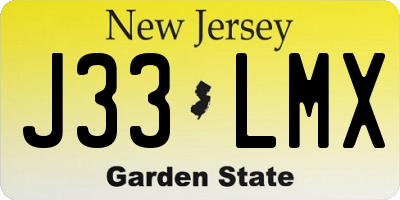 NJ license plate J33LMX