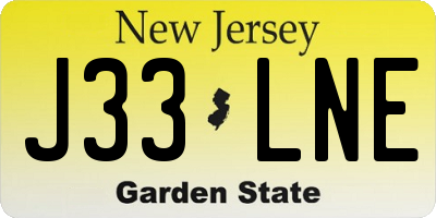 NJ license plate J33LNE