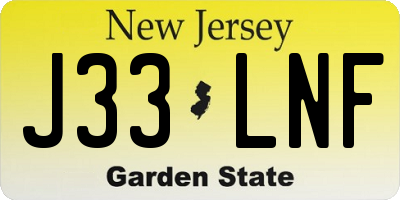 NJ license plate J33LNF