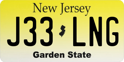 NJ license plate J33LNG