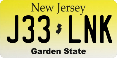 NJ license plate J33LNK