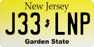 NJ license plate J33LNP