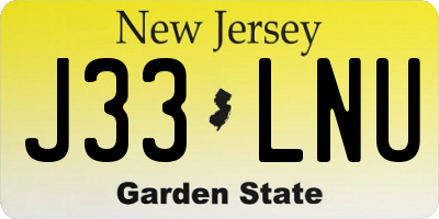NJ license plate J33LNU