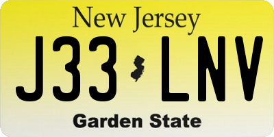 NJ license plate J33LNV