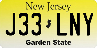 NJ license plate J33LNY