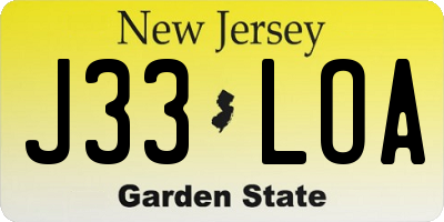 NJ license plate J33LOA