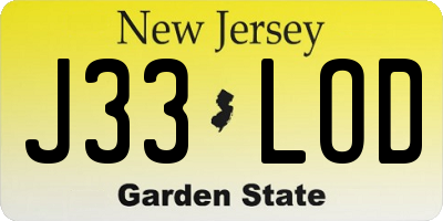 NJ license plate J33LOD