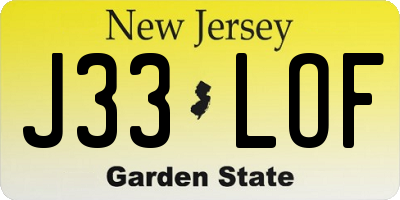 NJ license plate J33LOF