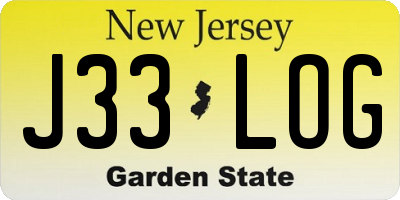 NJ license plate J33LOG
