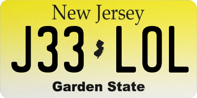 NJ license plate J33LOL