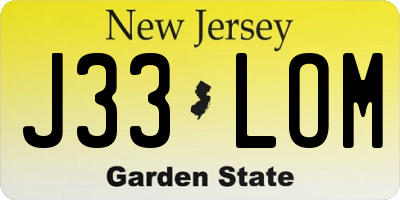 NJ license plate J33LOM