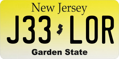 NJ license plate J33LOR