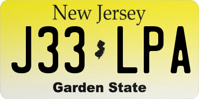 NJ license plate J33LPA