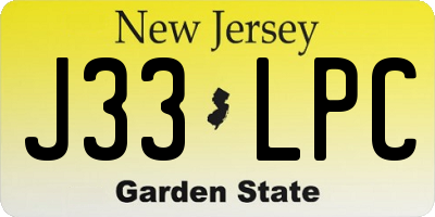 NJ license plate J33LPC