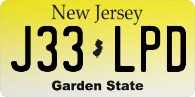 NJ license plate J33LPD