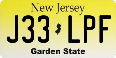 NJ license plate J33LPF