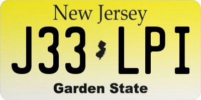 NJ license plate J33LPI