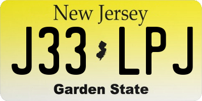 NJ license plate J33LPJ