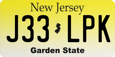 NJ license plate J33LPK