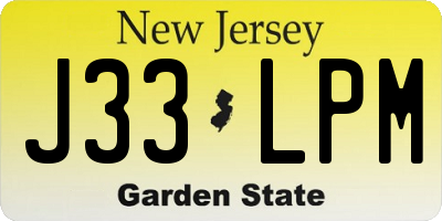 NJ license plate J33LPM
