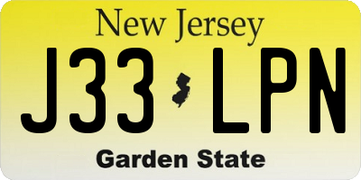 NJ license plate J33LPN
