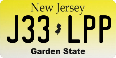 NJ license plate J33LPP