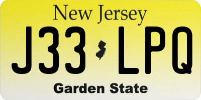 NJ license plate J33LPQ