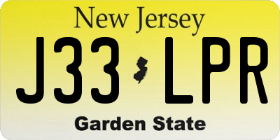 NJ license plate J33LPR