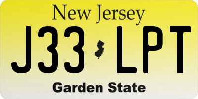 NJ license plate J33LPT