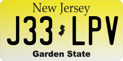 NJ license plate J33LPV