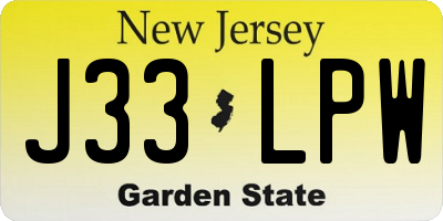 NJ license plate J33LPW