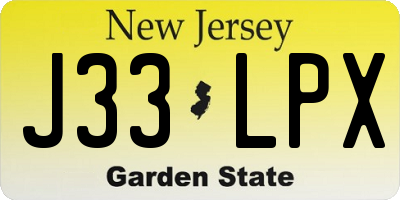 NJ license plate J33LPX