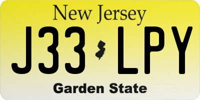 NJ license plate J33LPY